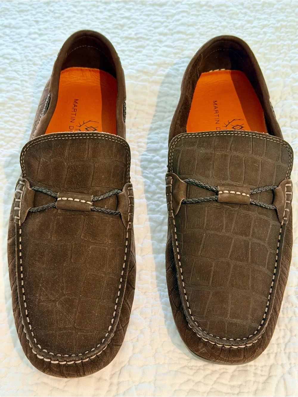 Martin Dingman Men's Slip-On Loafer with Orange Insole - size 10.5